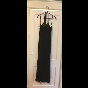 BCBGMaxazria jersey maxi halter dress with mirrors